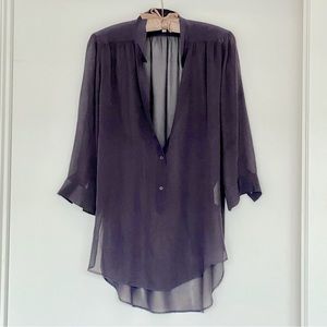 Wilfred purple silk over-sized buttoned blouse